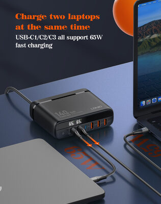 LDNIO σταθμός φόρτισης A6140C, 3x USB-C/3x USB, 140W, PD/QC, GaN, μαύρος