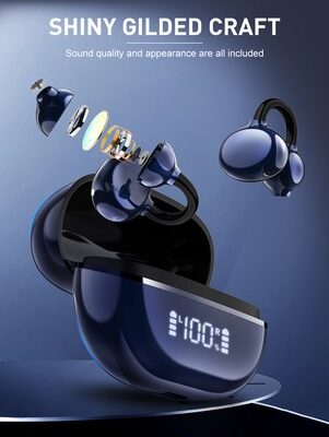 LDNIO earphones με θήκη φόρτισης T09, OWS, Φ10mm, 35/400mAh, μπλε