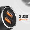 LDNIO φορτιστής αυτοκινήτου C503Q με καλώδιο, 2x USB, 36W, QC, γκρι