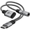 GOOBAY αντάπτορας USB-C σε 3.5mm & USB-C 74524, 60W, 480Mbps, γκρι