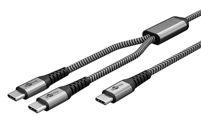 75739 GOOBAY καλώδιο USB-C σε 2x USB-C 75739, 60W, 480Mbps, 1.5m, γκρι