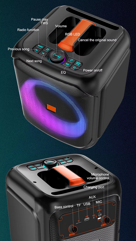 Φορητό ηχείο subwoofer με μικρόφωνο Karaoke - ZQS-8180 - 801162