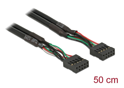 DELOCK καλώδιο USB 2.0 10-pin 2.54mm 82437, 480 Mbps, 50cm