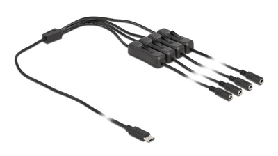 86802 DELOCK καλώδιο USB Type-C σε 4x DC 5.5 x 2.1mm 86802, 1m, μαύρο