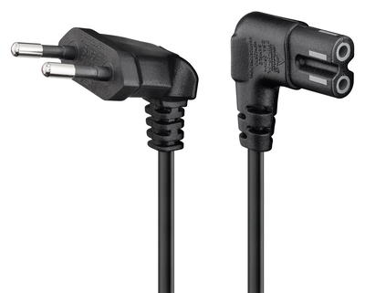 97354 GOOBAY καλώδιο τροφοδοσίας Euro 97354, γωνιακό, 2x0.75 mm², 3m, μαύρο