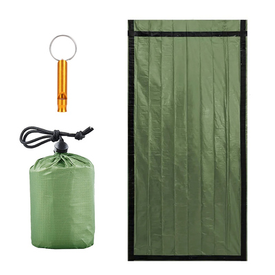 AG404D Θερμική κουβέρτα επιβίωσης AG404D με σφυρίχτρα, 90x200cm, πράσινη