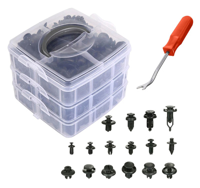 AG741 Σετ πλαστικά κλιπ αυτοκινήτου AG741 με εξολκέα κλιπ, universal, 625τμχ