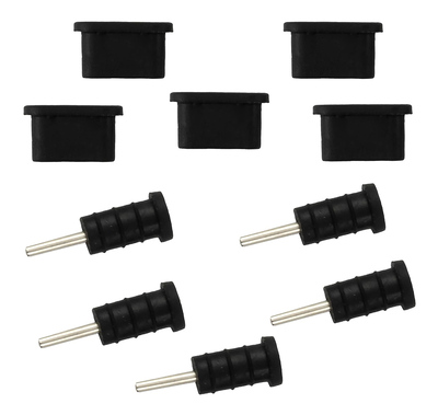 AK327 Σετ καλύμματα προστασίας για θύρα USB-C & 3.5mm AK327, μαύρο, 10τμχ