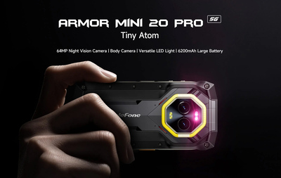 ULEFONE smartphone Armor Mini 20 Pro, 4.7", 8/256GB, 5G, 6200mAh, IP68/IP69K, μαύρο