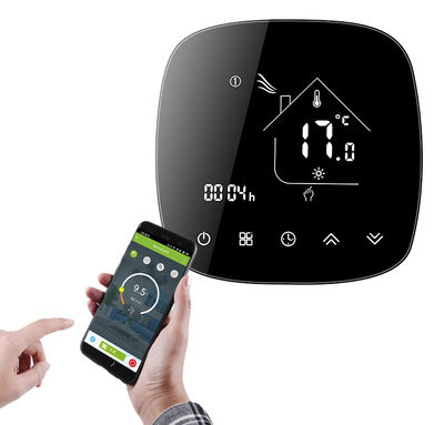 BHT-001-GCLW-3 Smart θερμοστάτης αερίου BHT-001-GCLW, WiFi, χωνευτός, μαύρος