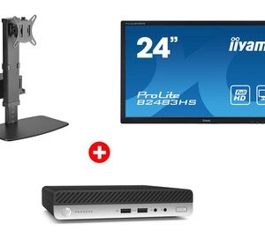 HP PC ProDesk 400 G4 Micro, Refurbished Grade A Repainted, i5-8500T, 8/256GB M.2, με οθόνη B2483HS GA & βάση