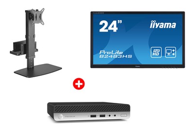 HP PC ProDesk 400 G4 Micro, Refurbished Grade A Repainted, i5-8500T, 8/256GB M.2, με οθόνη B2483HS GA & βάση