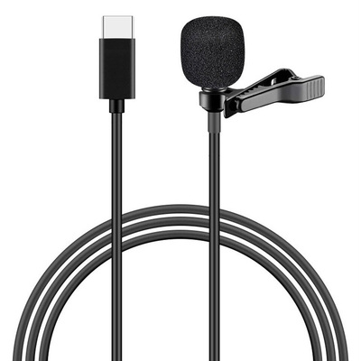 CAB-UC048 POWERTECH μικρόφωνο CAB-UC048 με ενσωματωμένο clip-on, USB-C, 1.5m μαύρο