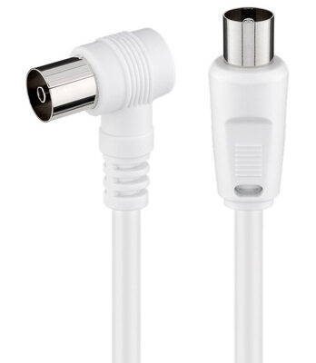 POWERTECH καλώδιο κεραίας RF αρσενικό - RF θηλυκό CAB-V040, γωνιακό, λευκό, 1.5m