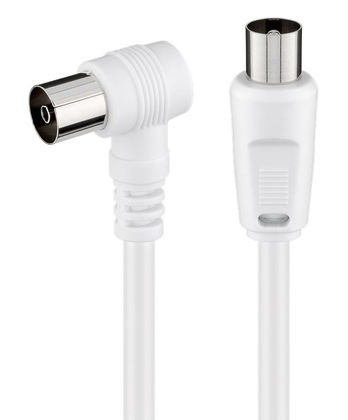 POWERTECH καλώδιο κεραίας RF αρσενικό - RF θηλυκό CAB-V040, γωνιακό, λευκό, 1.5m
