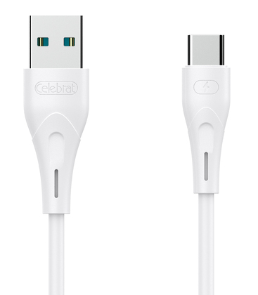 CB-18T-WH CELEBRAT καλώδιο USB-C σε USB CB-18T, 3A, 480Mbps, 1m, λευκό