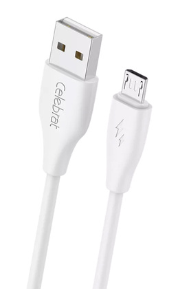CB-31A-M-WH CELEBRAT καλώδιο micro USB σε USB CB-31, 3A, 480Mbps, 1m, λευκό