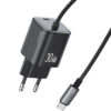 CC264TC01 USAMS φορτιστής τοίχου CC264 με καλώδιο, USB-C, 30W, GaN, μαύρος