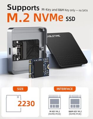 CABLETIME θήκη για M.2 NVME SSD CT-SSD04-AG, μαγνητική, 10Gbps, γκρι