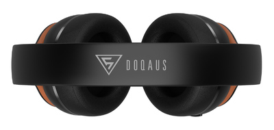 DOQAUS headphones DESIGN 3, ασύρματα & ενσύρματα, Φ40mm, 600mAh, μαύρα/καφέ