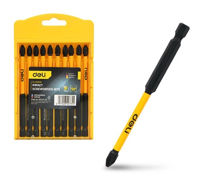 DL251100 DELI σετ μύτες κατσαβιδιού DL251100 για δραπανοκατσάβιδο, σταυρωτές, PH2x100mm, 10τμχ