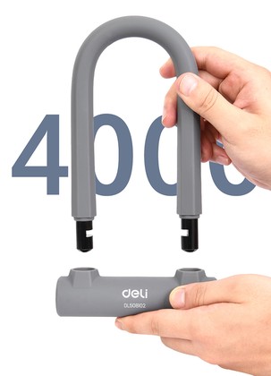 DL508102-1 DELI κλειδαριά πέταλο ποδηλάτου με κλειδί DL508102, 126x196mm, γκρι