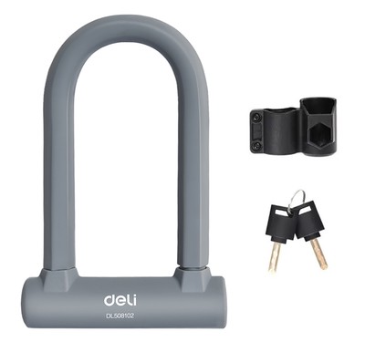 DL508102 DELI κλειδαριά πέταλο ποδηλάτου με κλειδί DL508102, 126x196mm, γκρι