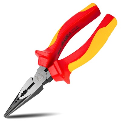 DL512106 DELI μυτοτσίμπιδο ίσιο ηλεκτρολόγου DL512106 με αντιολισθητικές λαβές, VDE 1000V, 160mm