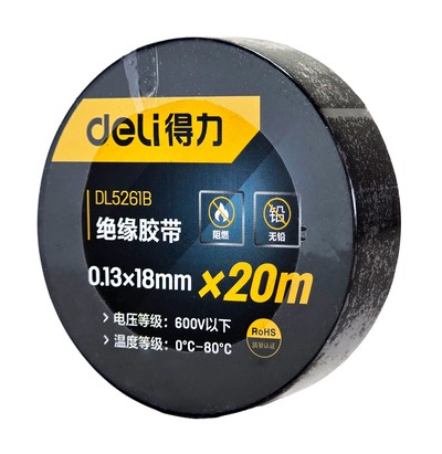 DL5261B DELI μονωτική ταινία υψηλής αντοχής DL5261B, 18mm x 20m, μαύρη