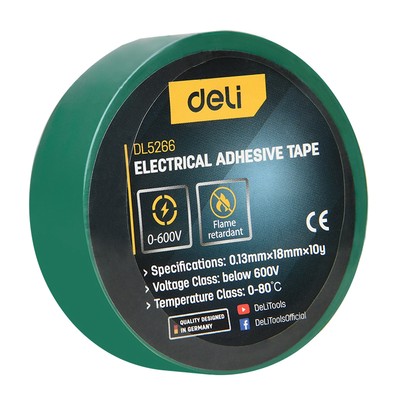 DL5266 DELI μονωτική ταινία υψηλής αντοχής DL5266, 18mm x 9.15m, πράσινη