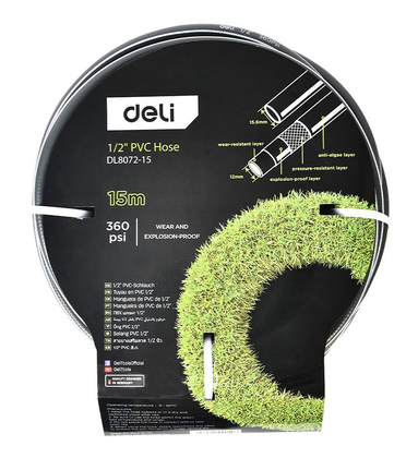 DELI λάστιχο ποτίσματος DL8072-15, 360psi, 1/2", 15m
