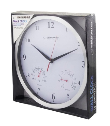 ESPERANZA Ρολόι τοίχου Washington EHC008W, 30cm, λευκό