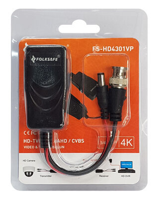 FS-HD4301VP-1 FOLKSAFE video & power balun transmitter FS-HD4301VP, 4K, έως 400m, RJ45