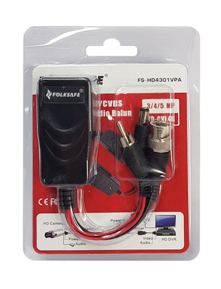 FS-HD4301VPA-1 FOLKSAFE video & power balun transmitter FS-HD4301VPA, 4K, audio, RJ45