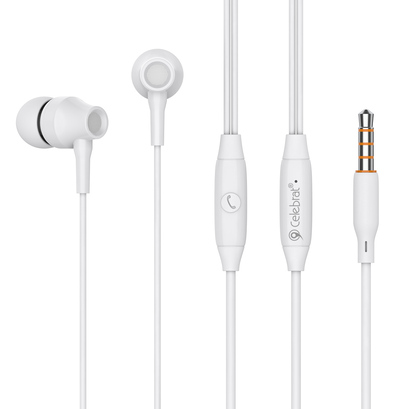 G25-WH CELEBRAT earphones με μικρόφωνο G25, 3.5mm σύνδεση, Φ10mm, 1.2m, λευκά