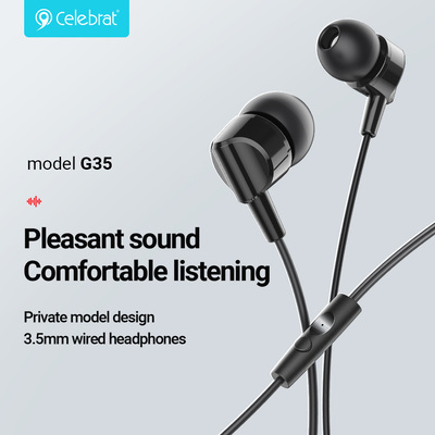 G35-WH-1 CELEBRAT earphones με μικρόφωνο G35, 3.5mm σύνδεση, 10mm, 1.2m, λευκά