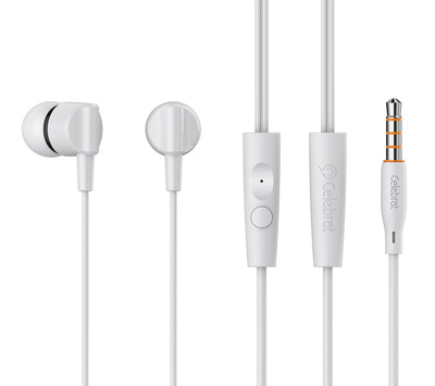 CELEBRAT earphones με μικρόφωνο G35, 3.5mm σύνδεση, 10mm, 1.2m, λευκά