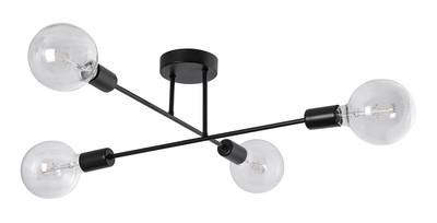 POWERTECH φωτιστικό οροφής HLL-0149, 4x E27, μεταλλικό, μαύρο