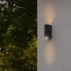 POWERTECH φωτιστικό τοίχου HLL-0188 για 2x GU10 λάμπες, μεταλλικό, IP65, μαύρο