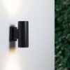 POWERTECH φωτιστικό τοίχου HLL-0190 για 2x GU10 λάμπες, μεταλλικό, IP65, μαύρο