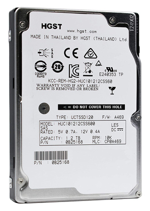 HUC101212CSS600 HGST used SAS HDD HUC101212CSS600, 1.2TB, 10K RPM, 6Gb/s, 2.5"
