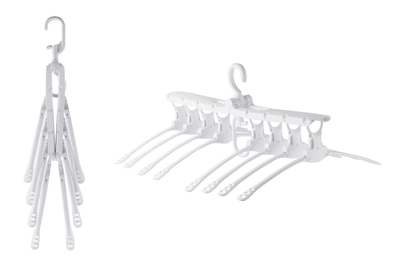 HUH-0107 Κρεμάστρα ντουλάπας HUH-0107, 8 θέσεων, αναδιπλούμενη, λευκή