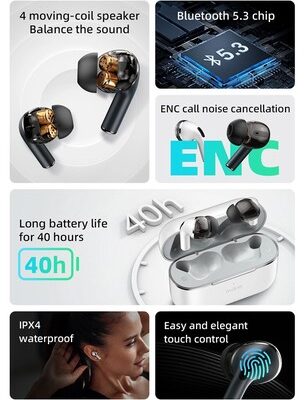 MIBRO earphones με θήκη φόρτισης M1, TWS, ENC, 25/350mAh, μπλε