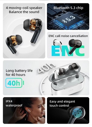 MIBRO earphones με θήκη φόρτισης M1, TWS, ENC, 25/350mAh, μπλε
