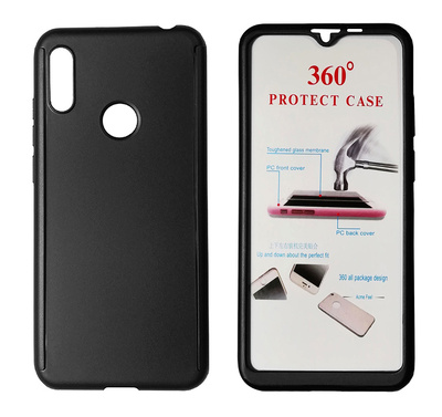 MOB-1413 POWERTECH Θήκη Body 360° με Tempered Glass για Huawei Y6/Pro 2019, μαύρη