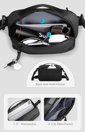 MR8909-00-1 MARK RYDEN τσάντα ώμου MR8909, με θήκη tablet 11", 4L, μαύρη