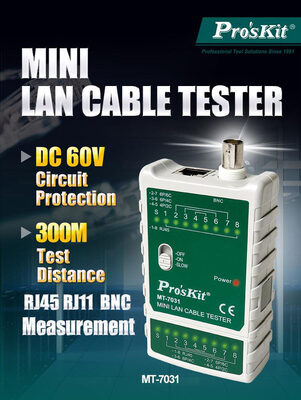 PROSKIT tester καλωδίων δικτύου MT-7031 για RJ45/11/12/22 & BNC