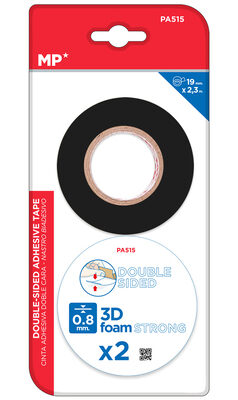 MP foam κολλητική ταινία διπλής όψεως PA515, 19mm, 2.3m, μαύρη, 2τμχ