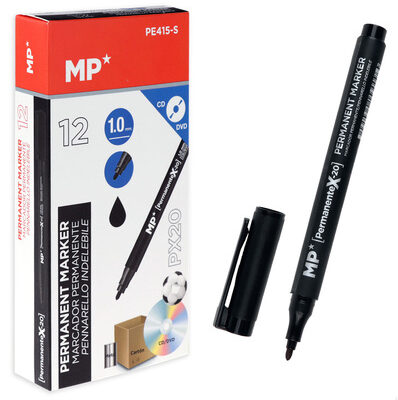 MP ανεξίτηλος μαρκαδόρος PE415-S για CD-DVD, 1mm, μαύρος 12τμχ
