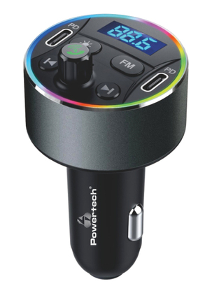 PT-1027 POWERTECH FM Transmitter & φορτιστής 40W PT-1027, οθόνη, RGB, Bluetooth